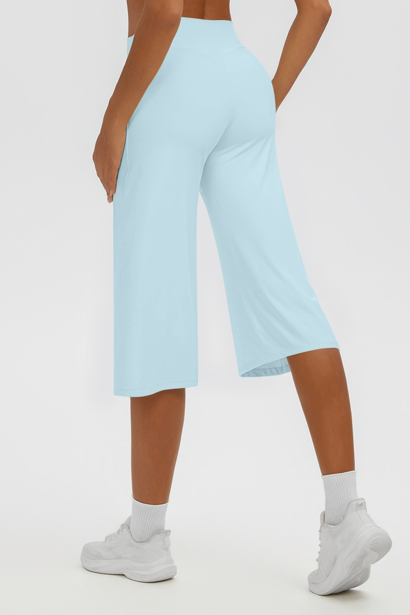 Women's Brushed Mid Waist Wide Leg Capri Yoga Pants