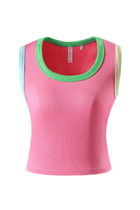 Women's Dopamine Color-Block Cropped Ribbed Tank Top