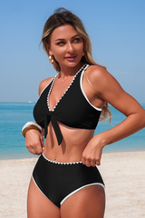 Women's Color-Block Cross-Back Bikini