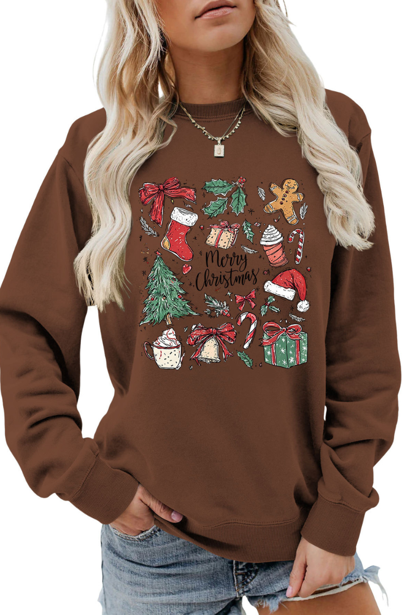 Women's Fall Merry Christmas Graphic Pullover