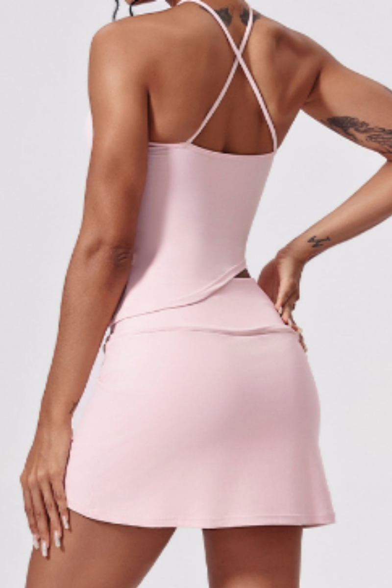 Women's Summer  Asymmetric Tank And Skirt Tennis Sets