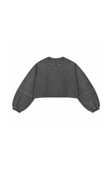 Womens Vintage Washed Cropped Crewneck Sweatshirt