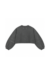 Womens Vintage Washed Cropped Crewneck Sweatshirt