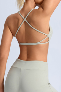Women's Solid U-Neck Cross-back Sports Yoga Bra