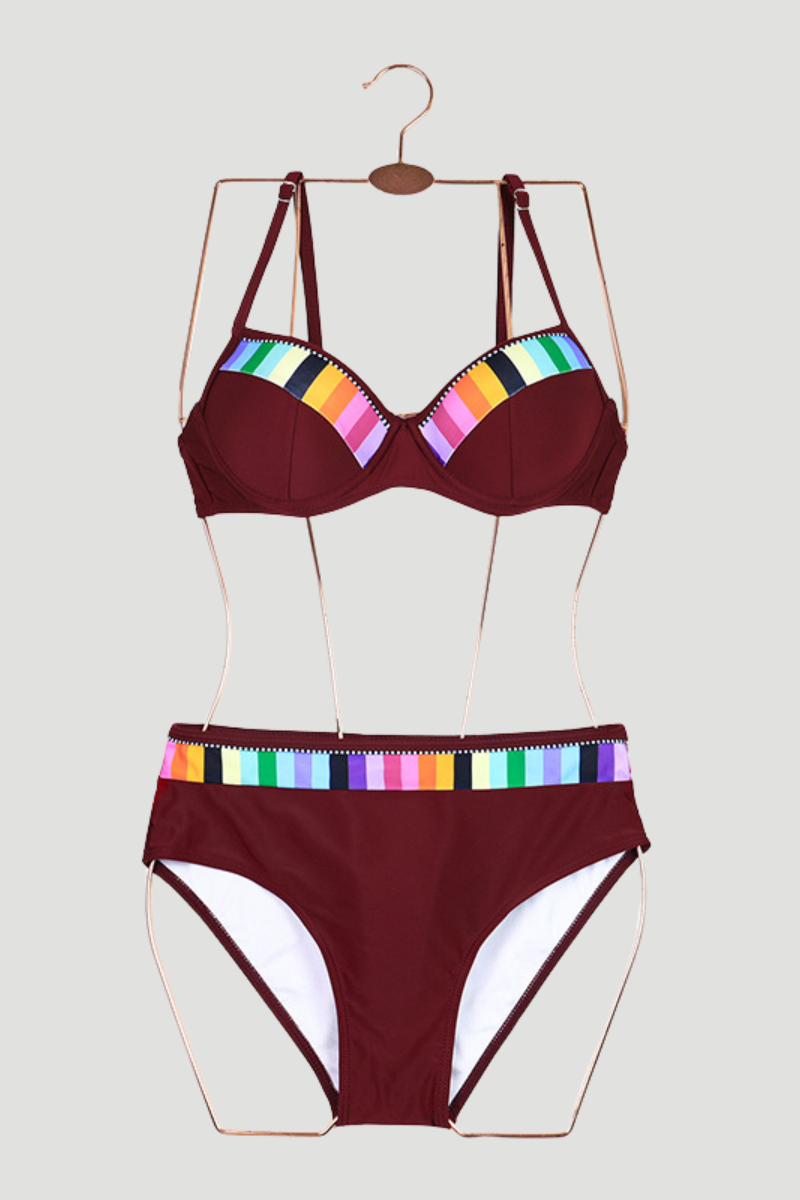 Women's High Waist Bikini - Quick Dry Gradient 4-Color Suit