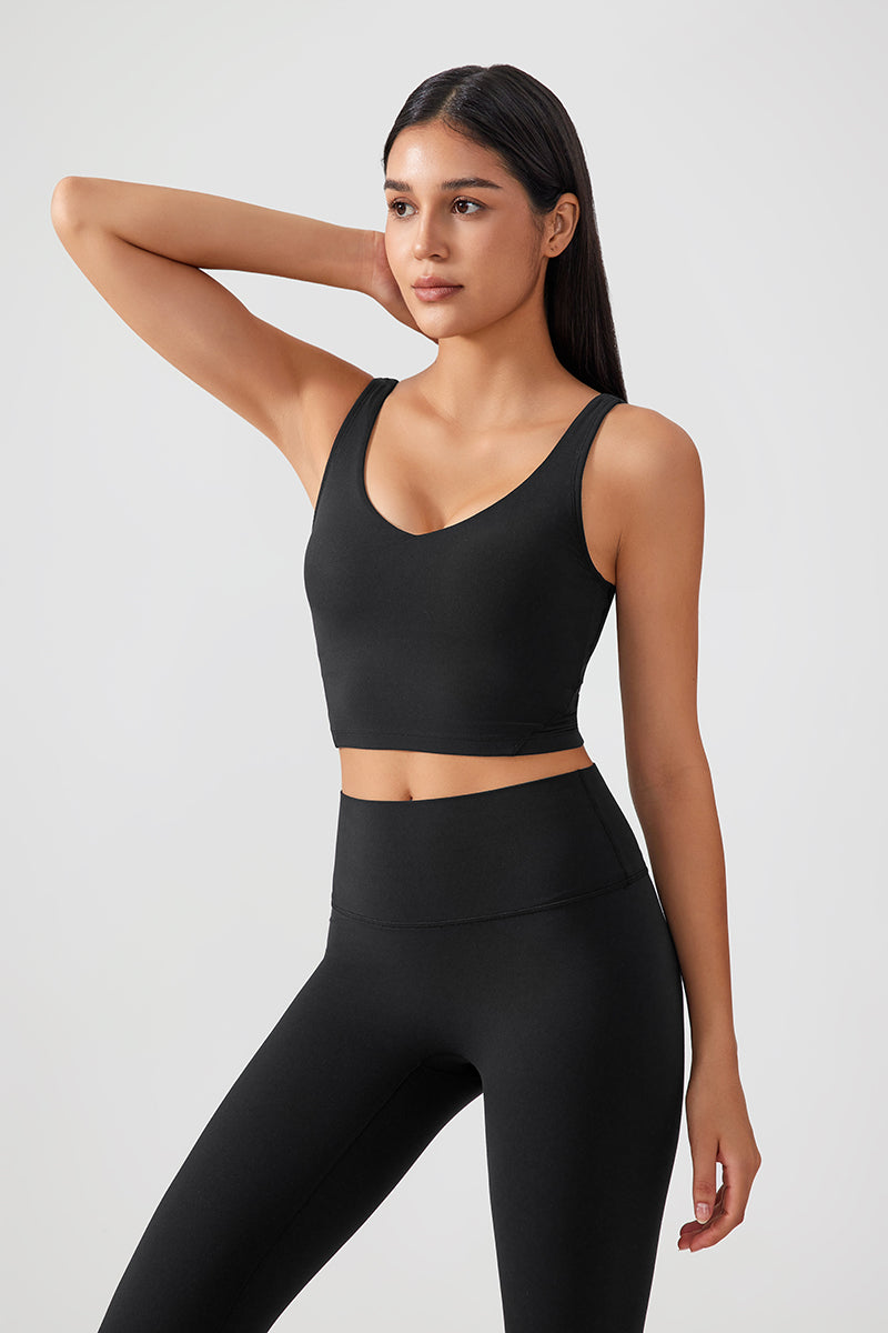 Women Fixed Bra Pads U-Back Nude Shape Fitness Yoga Exercise Vest