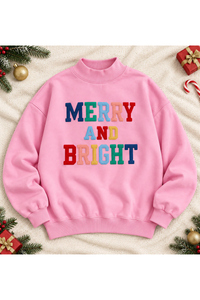 Women's Fall Christmas Colorful Letter Mock Neck Sweatshirt
