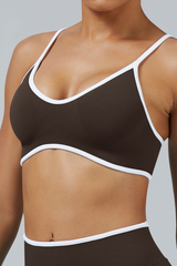 Women's Multi-Color Contrast Trim Padded Sports Yoga Bra