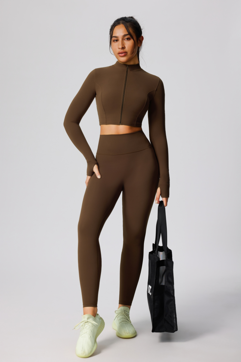 Women's Cropped Jacket & Butt-Lifting Leggings Two-Piece Set