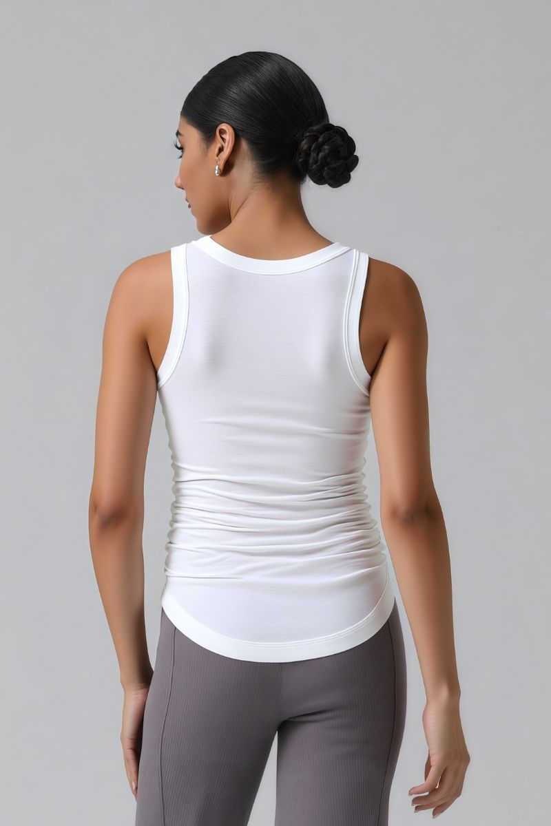 Streetwear Washed Crop Top - Pleated Slim-Fit Bustier Tank