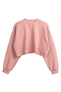Women Cropped Exposed Seam Sweatshirt