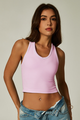 Women's V-neck Color-Block Cropped Sport Tank Top