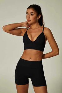 Women's Athletic Set:V-Neck Bra And Sculpting Shorts