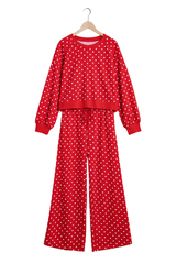 Women's Fall Set:Polka Dot Cropped Sweatshirt And Pants