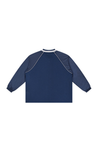 Men's Mesh V-Neck Raglan Color Block Long Sleeve Jersey