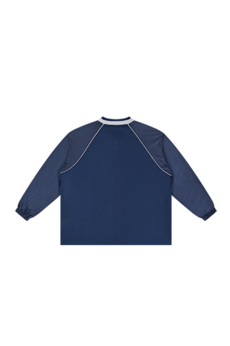 Men's Mesh V-Neck Raglan Color Block Long Sleeve Jersey