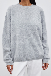 Round-necked plush knit sweater