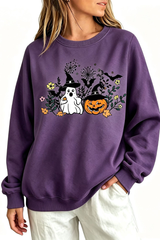 Women's Fall Halloween Witch Ghost Floral Horror Sweatshirt