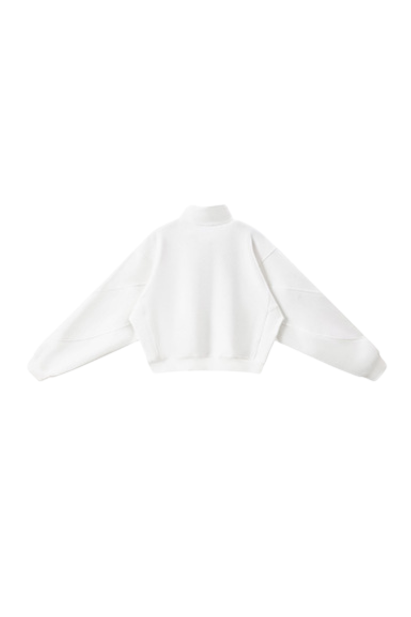 Women's Fall Boxy Cropped Stand Collar Quarter Zip Sweatshirt