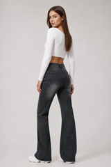 Women's Vintage Wash Stretch Straight Leg Jeans