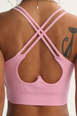 Women's Seamless V-neck Cross Back Solid Athletic Bra