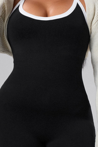 Plus Size Women's Athletic Color-Block Cross-Back Jumpsuit