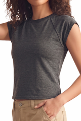 Women's Back Panel Stitched Raglan Sleevee Slim Fit Tee