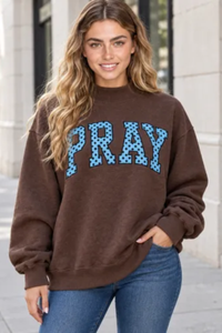 Women's Fall Letter Appliqué Embroidery Mockneck Sweatshirt