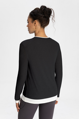 Faux two-piece wool long-sleeved top