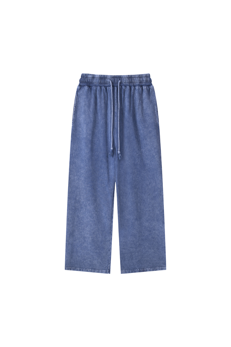 Unisex Fall 100% Cotton Vintage Wax Washed Wide Leg Pants