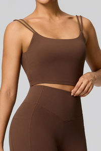 Women's Athletic Double Thin Strap Twist Back Yoga Bra