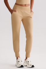 Leisure-style elastic-waist athletic pants