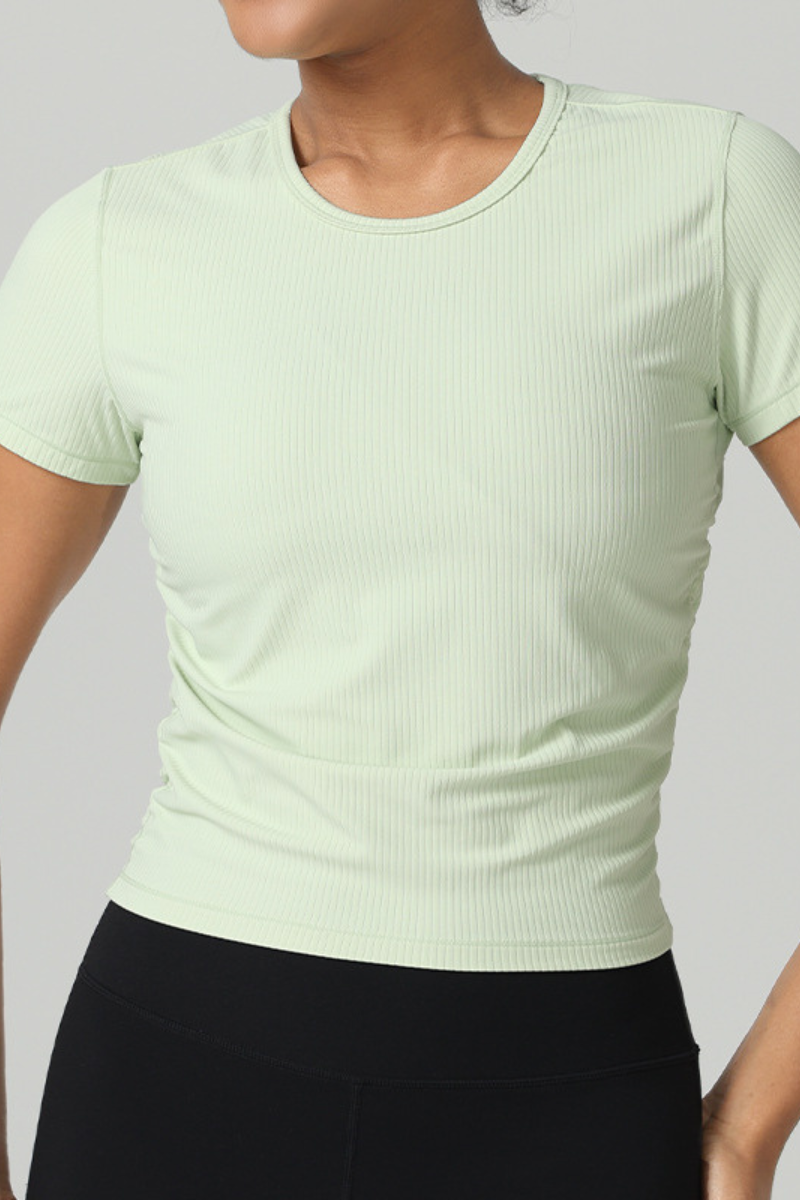 Women's Summer Side Pleated Fitted Sports T-shirt