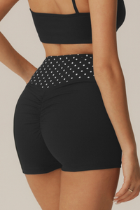 Women's Contrast Polka Dot Waistband High-Waisted Shorts