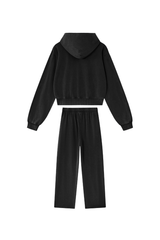 Unisex Fall Set: Cropped Zip Up Hooded Jacket And Sweatpants