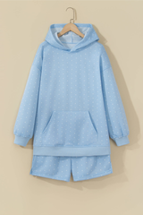 Women's Polka Dot Oversized Hoodie And Short Loungewear Sets