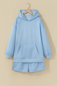 Women's Polka Dot Oversized Hoodie And Short Loungewear Sets