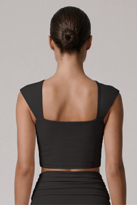 Women's Square Neck Padded Sports Cropped Top