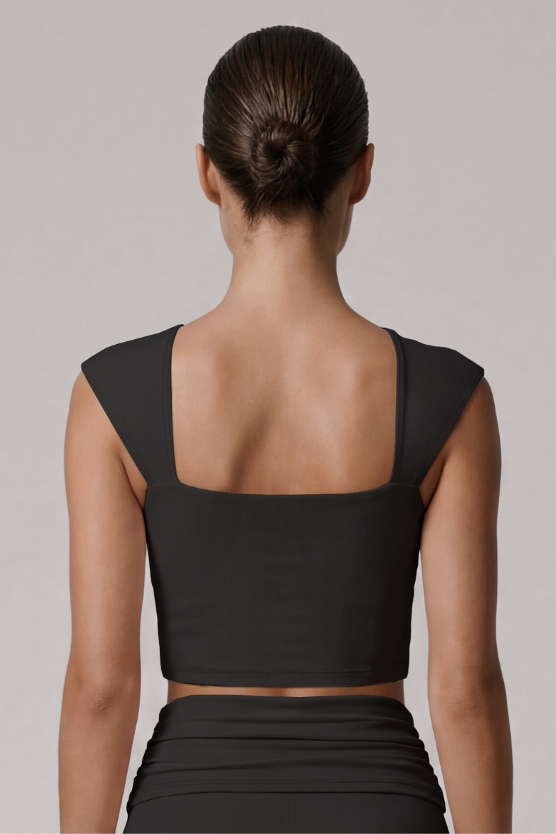 Women's Square Neck Padded Sports Cropped Top