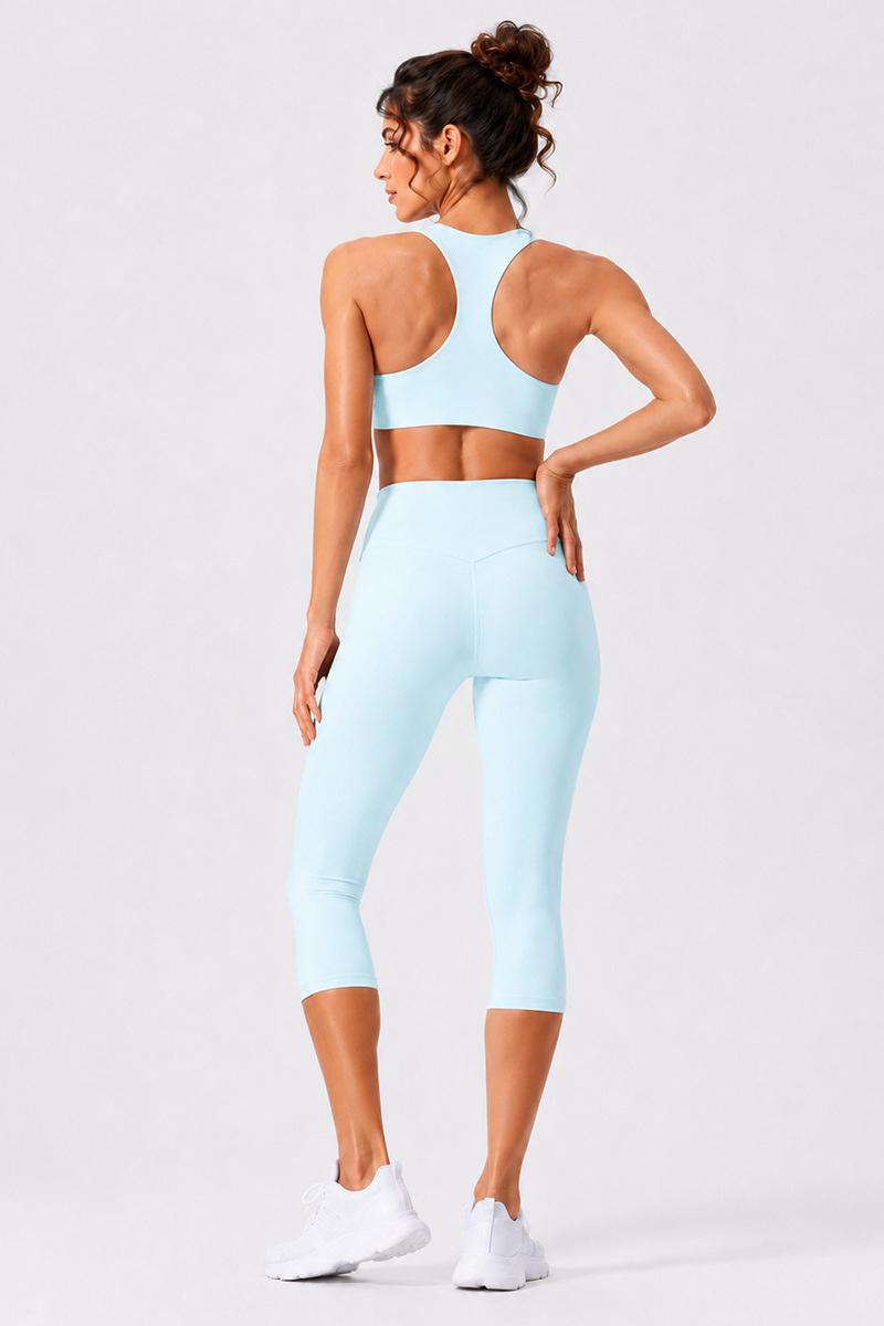 Women's Racerback Sports Bra & Capri Leggings Workout Set