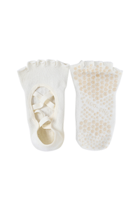 Women's Solid Color Strappy Open-Toe Yoga Grip Socks