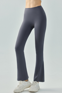 Women's Athletic High-Waisted Slim Fit Solid Flared Pants