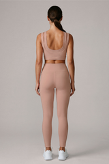 Women’s Double Strap Bra And Side Mesh Leggings Yoga Sets
