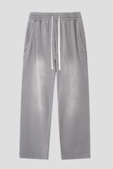 Rustic-style straight-leg long pants