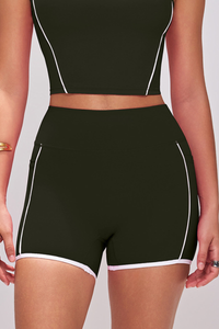 Women's Athletic Color-blocked High-waist Side Pocket Shorts