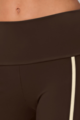 Women's Side Stripe Wide Waist Capri Sports Running Leggings