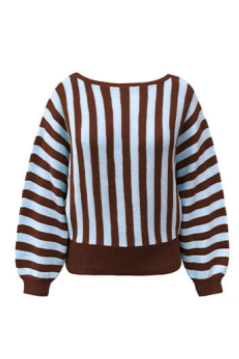 Women's Fall Cropped Color Block Striped Knit Sweater