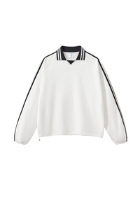 Unisex Preppy Fall 100% Cotton Side Striped Trim Sweatshirt