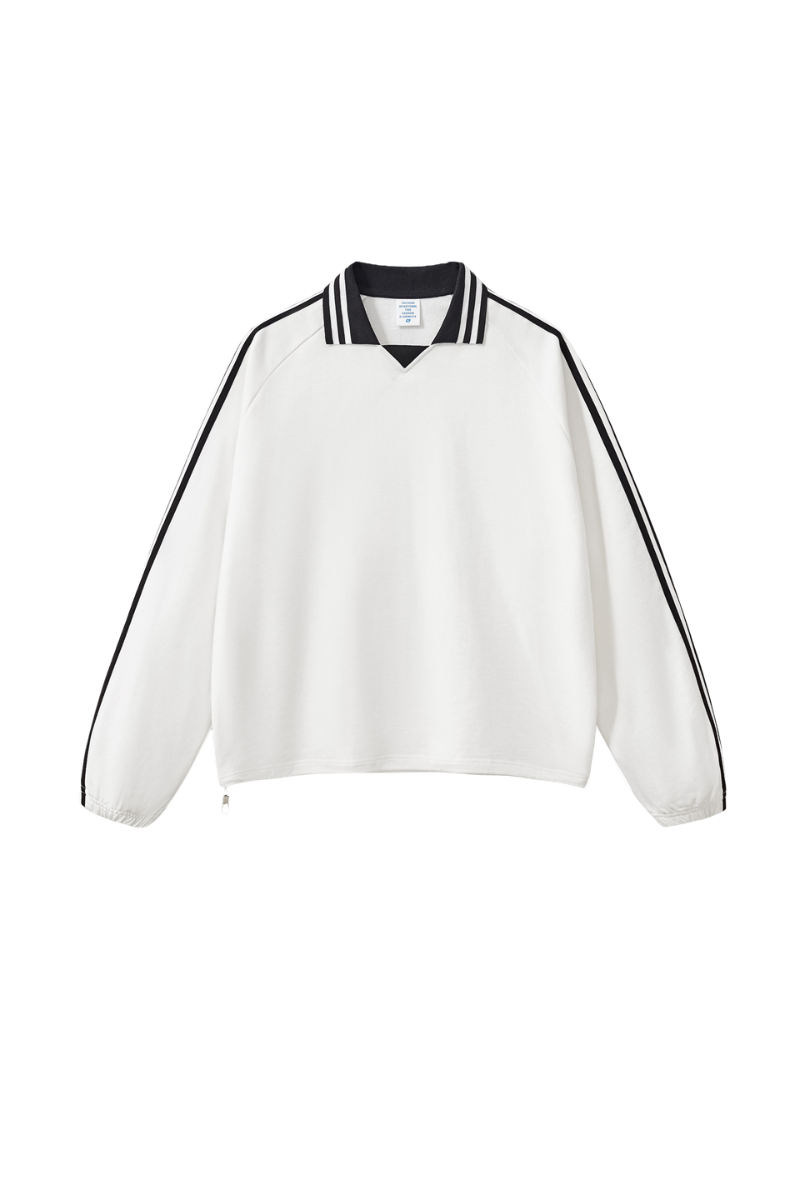Unisex Preppy Fall 100% Cotton Side Striped Trim Sweatshirt