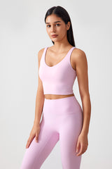 Women Fixed Bra Pads U-Back Nude Shape Fitness Yoga Exercise Vest